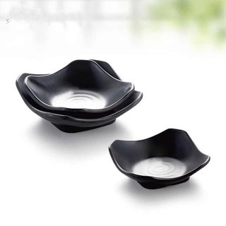 Đĩa Nhựa Phíp Đựng Kim Chi, Dĩa Hình Vuông Màu Đen Kiểu Hàn Quốc LJP6045