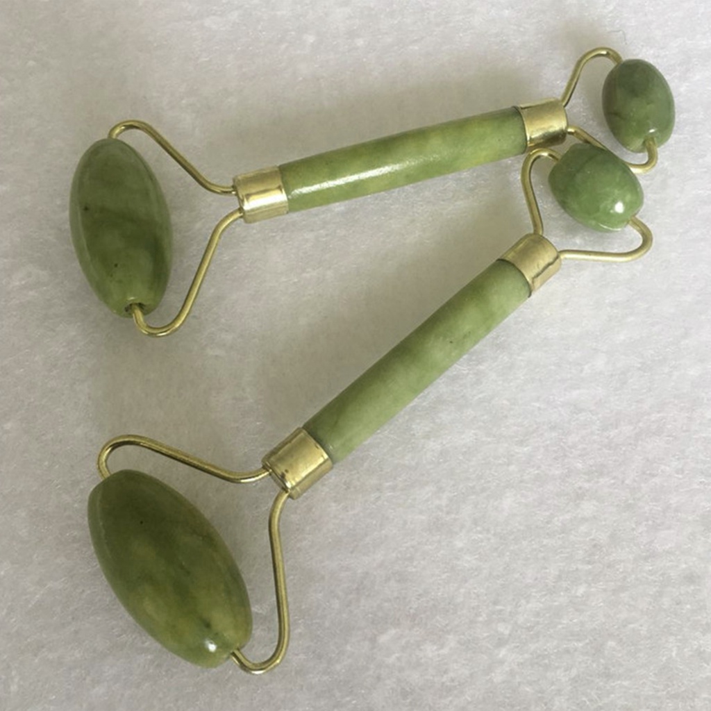 [Hàng mới về] Dụng cụ lăn mát xa thiết kế hai đầu bằng ngọc bích giả giúp nâng cơ mặt và làm thon gọn mặt