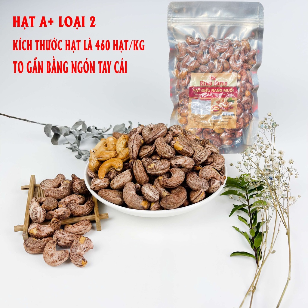 500Gr Hạt điều rang muối Bình Phước Loại A+2 KingNuts Túi Zip