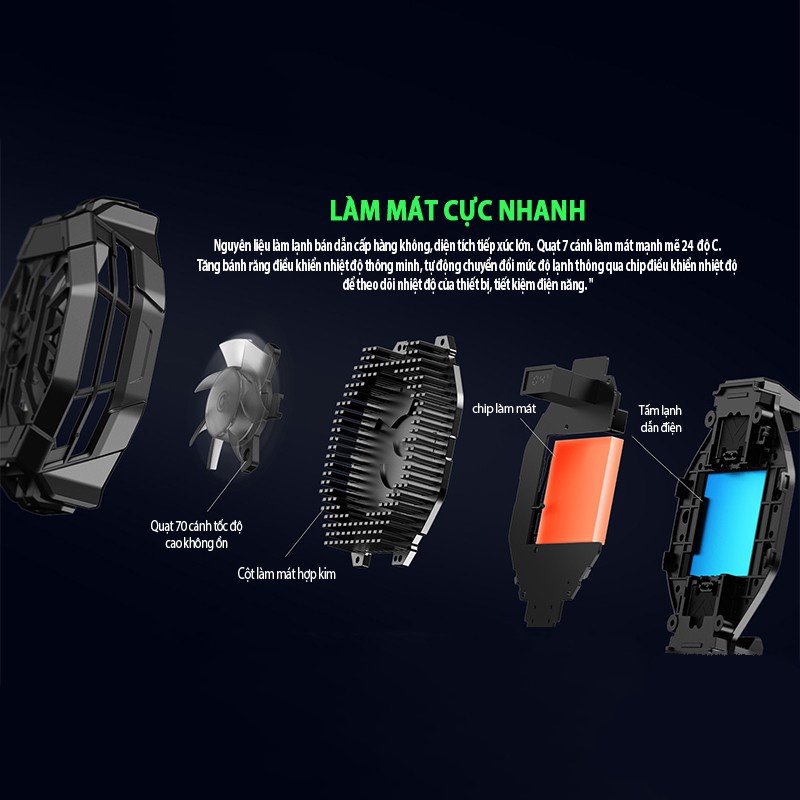 Quạt Tản Nhiệt Gaming Cho Điện Thoại Tản Nhiệt Sò Lạnh Siêu Mát Black Shark Funcooler 2 Pro - 3 Phiên Bản Cực Hot