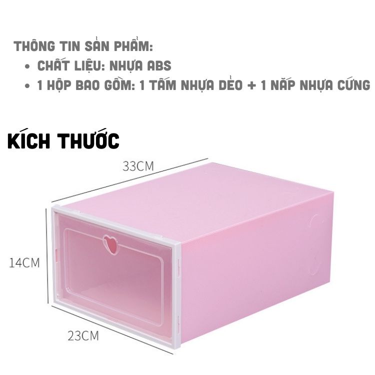 Hộp Đựng Giày Nắp Nhựa Cứng Trong Suốt, Kệ Giày Lắp Ráp Dễ Dàng Size Lớn Tiện Lợi Ghép Được Thành Tủ Giày