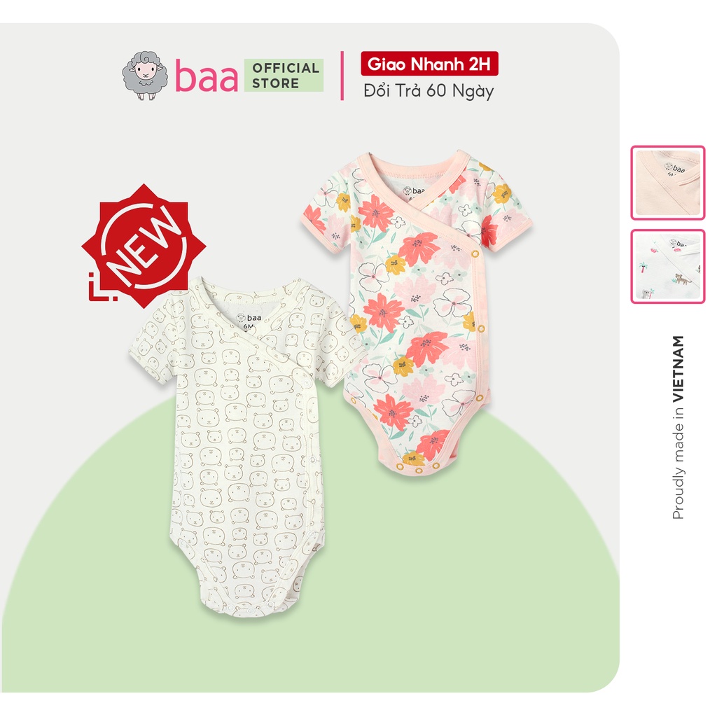 Bodysuit ngắn tay cho bé, bodychip cotton bé trai bé gái từ 0 - 12 tháng Baa Baby- CB01N-06