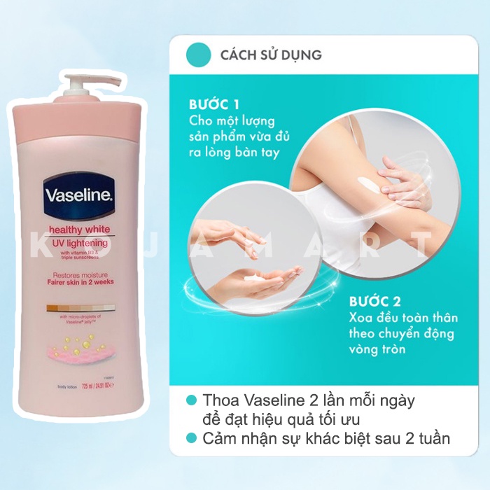 Sữa dưỡng thể Vaseline Healthy White UV Lightening Body Lotion 725ml