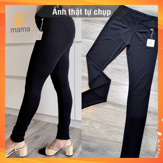 Quần bầu legging cạp chéo chất đẹp mùa hè V04 – quần bầu dài giá rẻ chất co giãn mạnh màu đen con mèo
