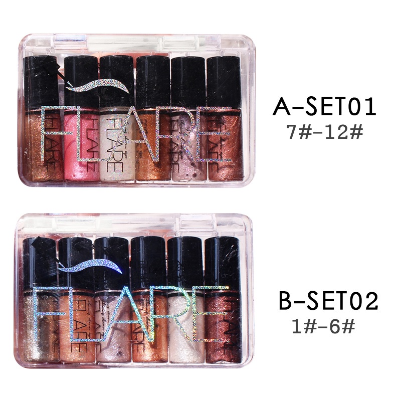 Set 6 Phấn Mắt Dạng Lỏng Ánh Kim Lấp Lánh Nhiều Màu Sắc