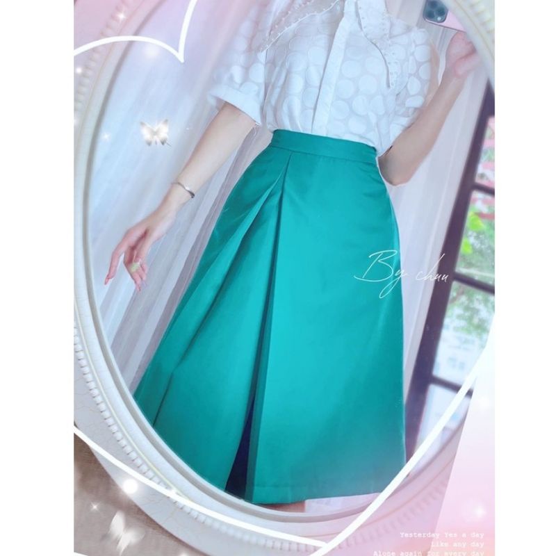 Chân Váy A  dáng dài công sở ly bung phía trước 60cm