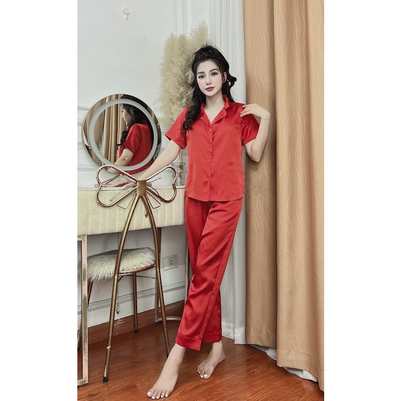 Pijama lụa, bộ đồ mặc nhà, chất liệu lụa latin mềm mịn. Hàng Thiết Kế bao đẹp