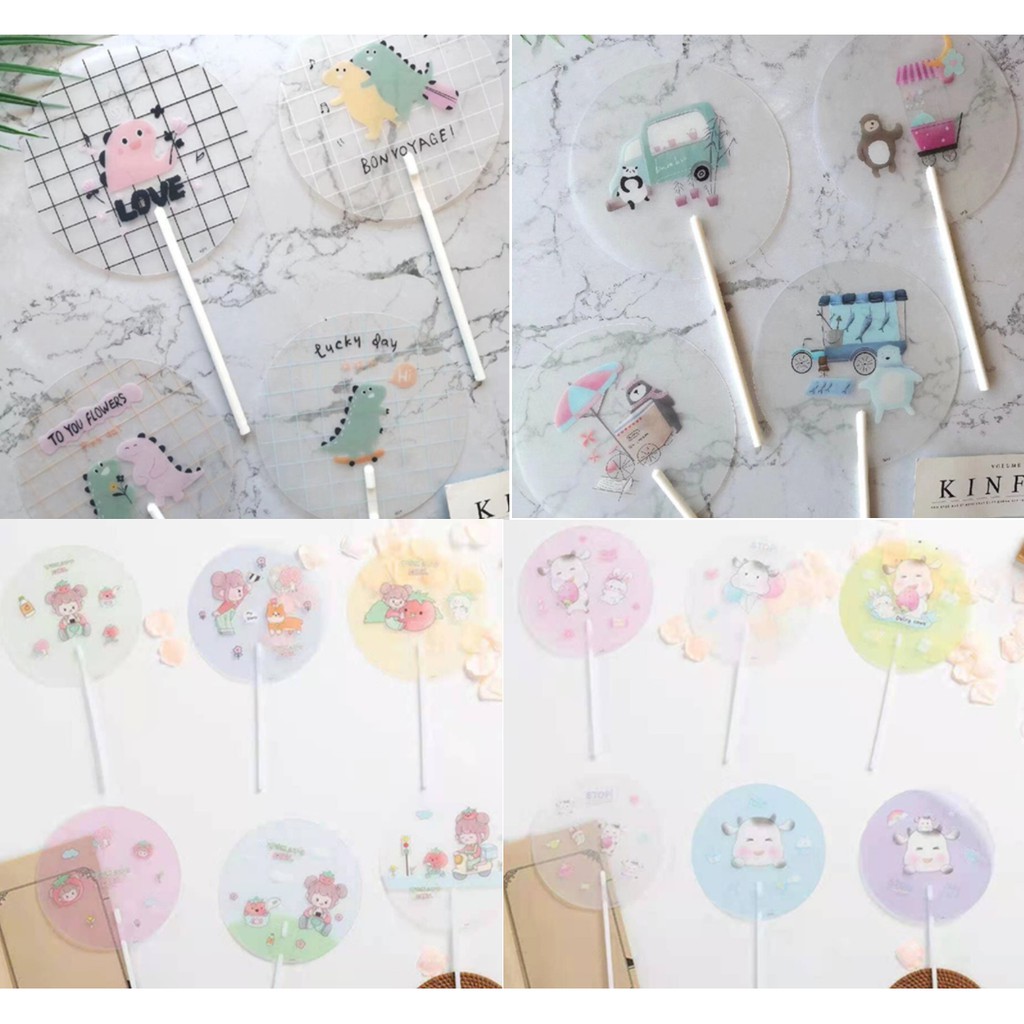 Quạt trong pastel Q11 quạt cute quạt dễ thương