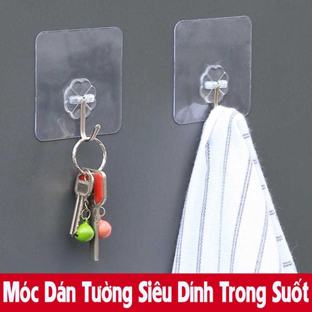 Móc dán tường siêu dính trong suốt chịu lực tốt treo tường chắc chắn 6x6 cm