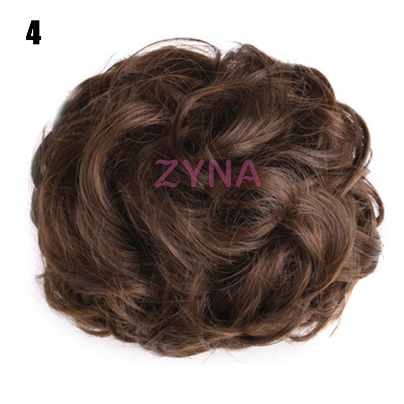 Ready Stock Women Bun Wig Heat Resistant Fiber Female Curly Hair Extension Bun Hairpiece