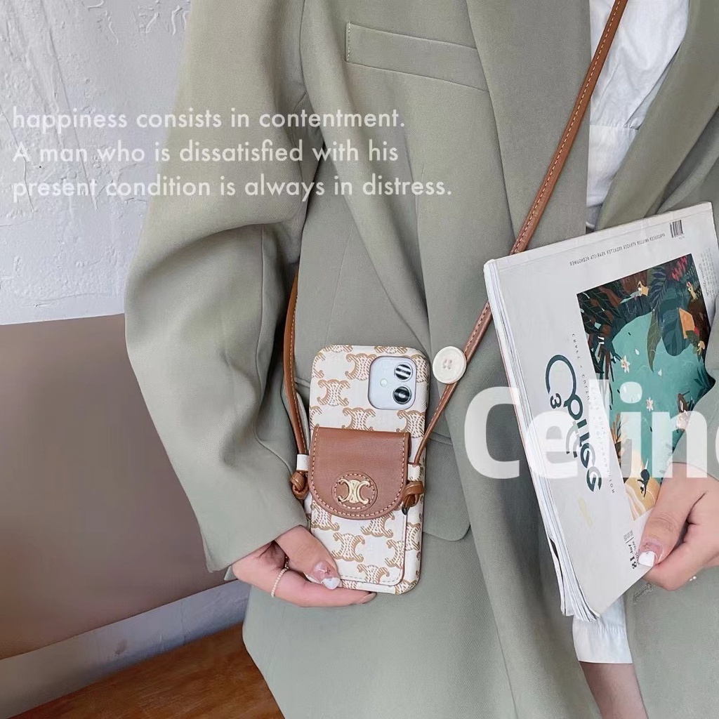 IPhone13pro Max Ốp Điện Thoại Da Dạng Ví Có Dây Đeo Chéo Cho Iphone 14 12Promax 12mini 11promax 11pro Iphonexsmax Xr X 7 7plus 8 8plus