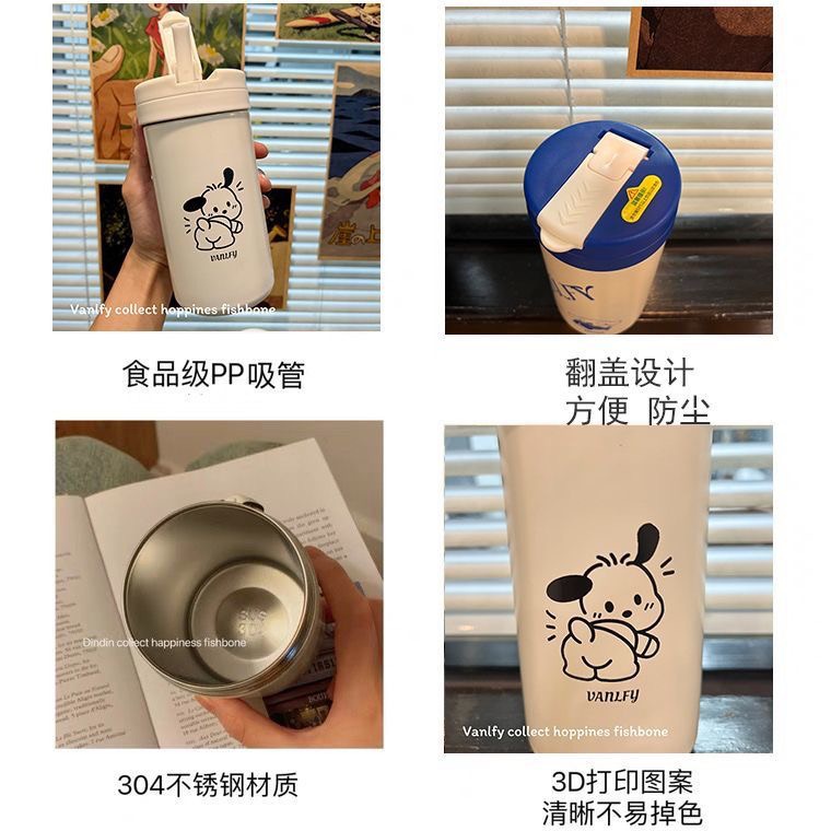 Bình Nước Giữ Nhiệt 500ml Bằng Thép Không Gỉ Thiết Kế Nhỏ Gọn Kèm Ống Hút Tiện Dụng bình giữ nhiệt lock and lock