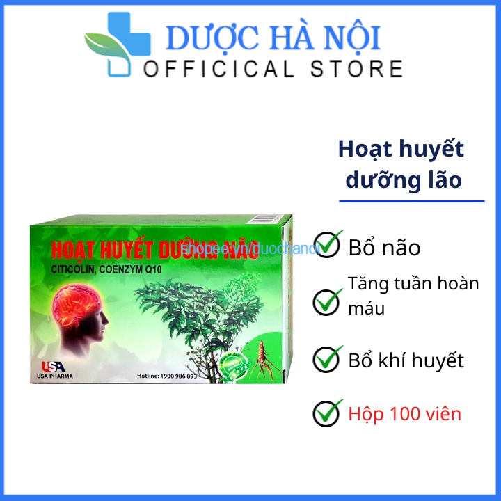Hoạt huyết dưỡng lão giúp tăng tuần hoàn máu, bổ thần kinh, bổ khí huyết – hộp 5 vỉ x 20 viên