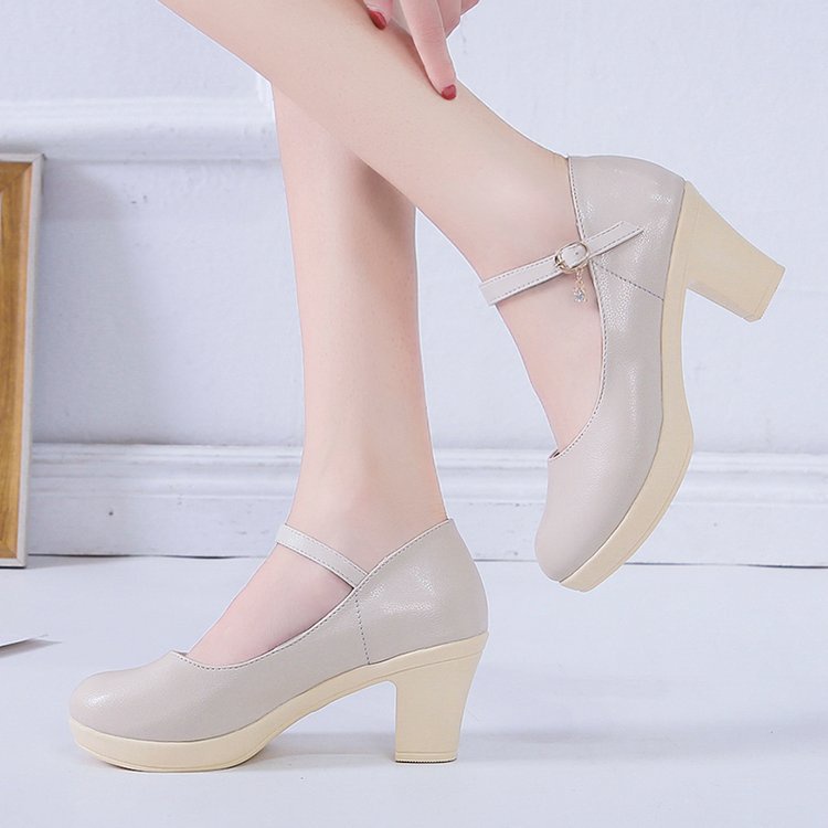 Qiaoyiluo Giày Đế Xuồng Mũi Tròn Ngắn Có Khóa Thời Trang Cho Nữ