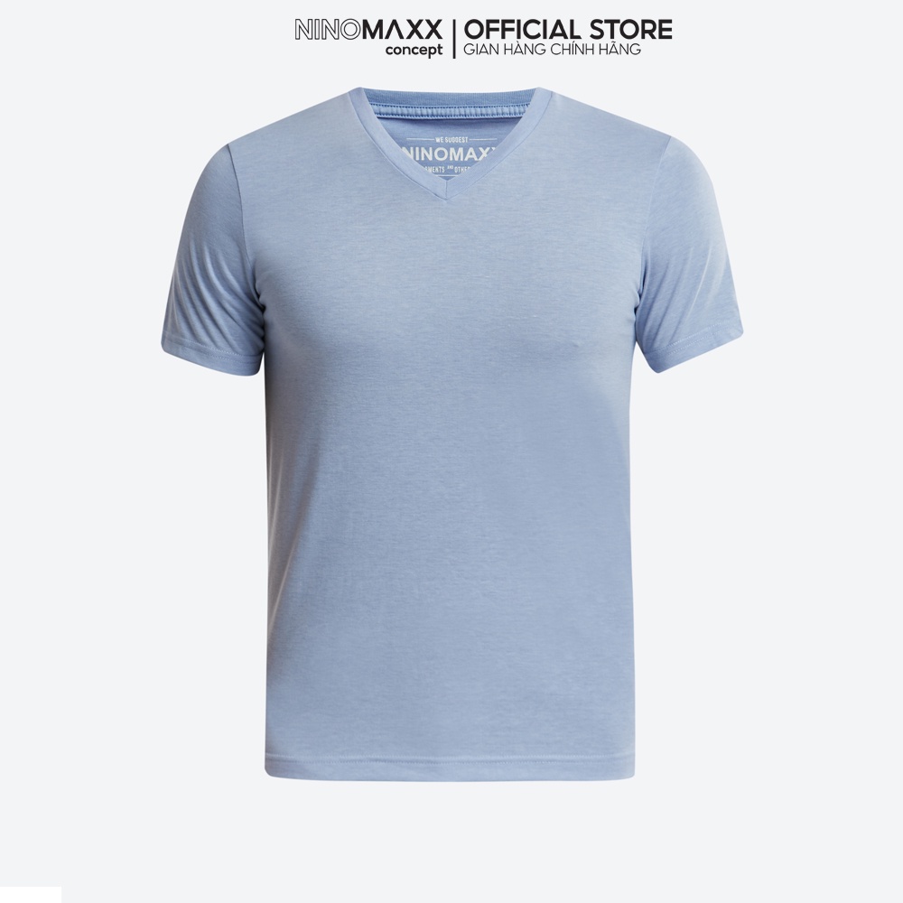 NINOMAXX Áo thun Basic Nam tay ngắn RED cổ tim trơn cotton pha polyester 1801028