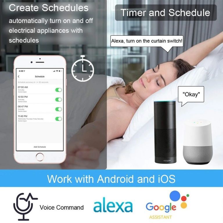 Động cơ rèm tự động Tuya WiFi/ Zigbee - điều khiển với Google hoặc Alexa