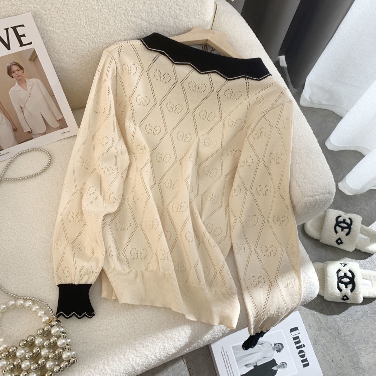 Áo Sweater Dệt Kim Cổ Búp Bê Đính Nơ Thời Trang Mùa Thu Cho Nữ