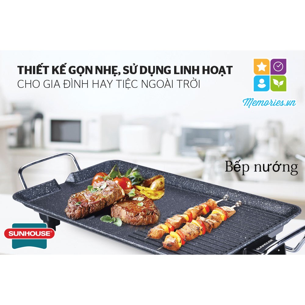 Bếp nướng điện Sunhouse SHD4607, Công suất 1500W - Chính hãng chất lượng cao, gọn nhẹ, phù hợp du lịch