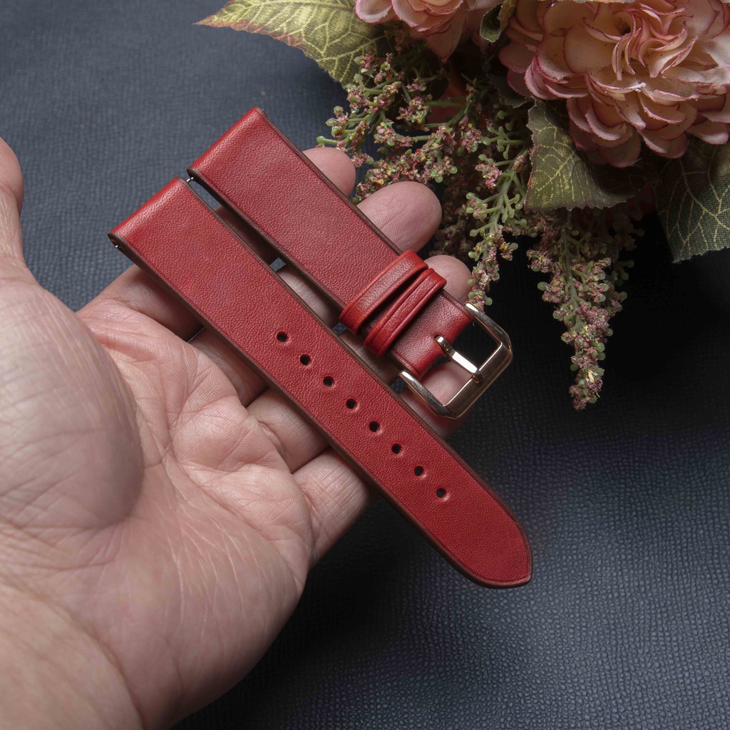 dây da cho đồng hồ samsung - da bò màu đỏ đô phù hợp tất cả các loại đồng hồ, chốt thông minh, chống thấm nước