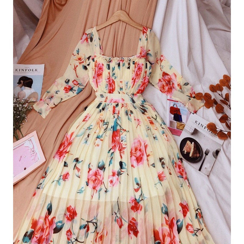 Đầm maxi tay phồng công chúa voan 2 lớp nhẹ nhàng | BigBuy360 - bigbuy360.vn