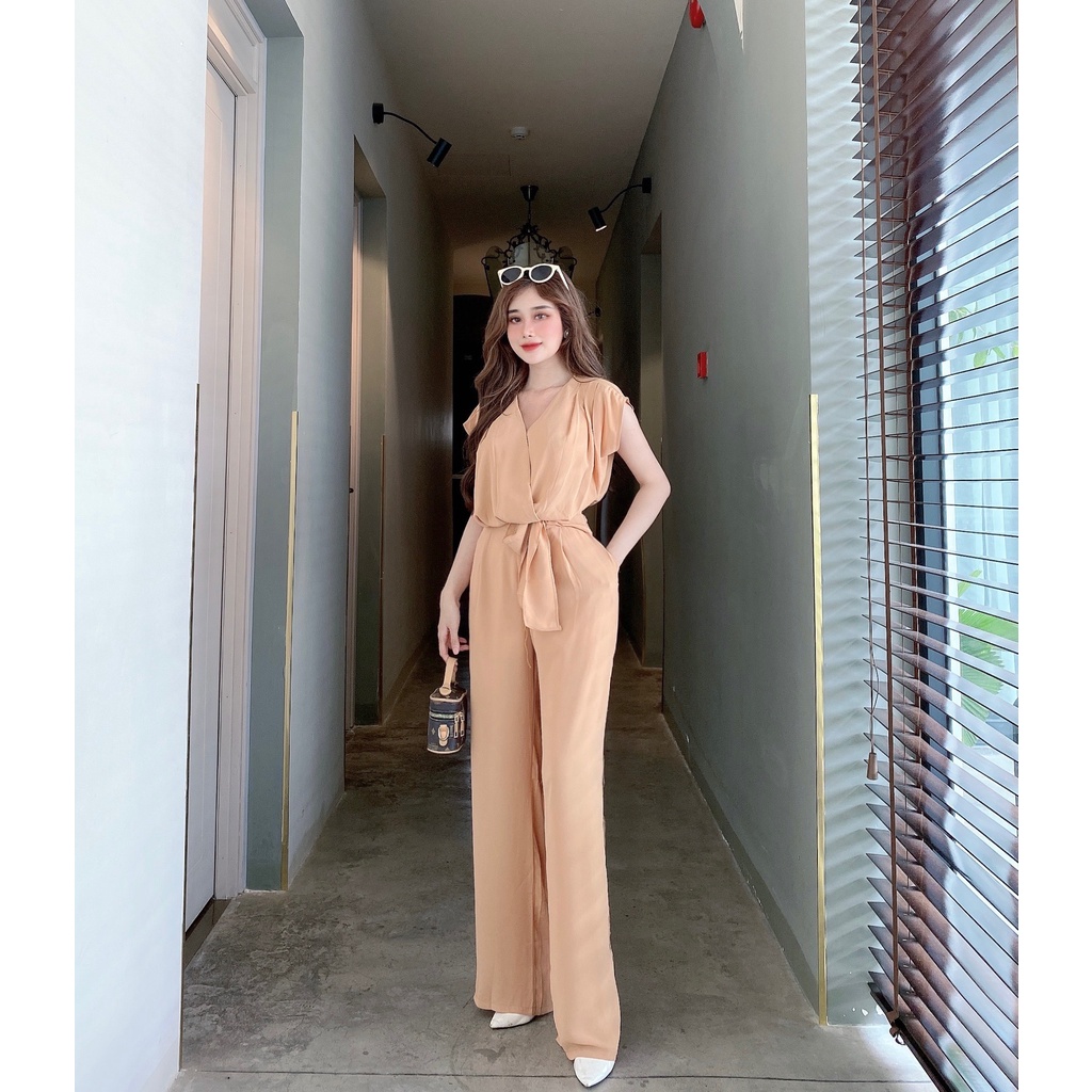 Bộ Quần Áo Nguyên Set Quần Phối Áo Xếp Ly Vai Quần Suông Màu Xanh Nude Cam Hàng Hiệu Form Dáng Chuẩn Thoải Mái Sành Điệu | BigBuy360 - bigbuy360.vn