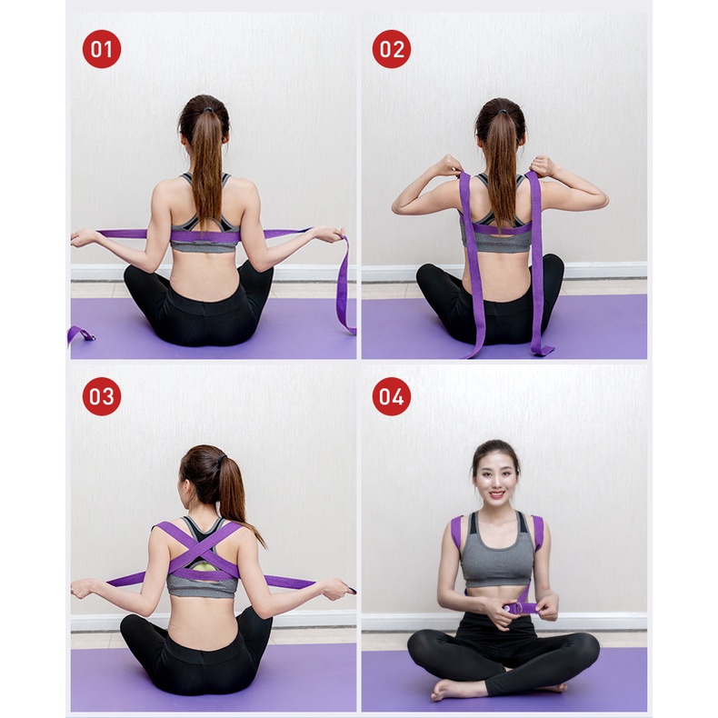 Dây đai cotton tập yoga 1,8m, hỗ trợ các bài tập yoga, thể thao, thể hình, gym