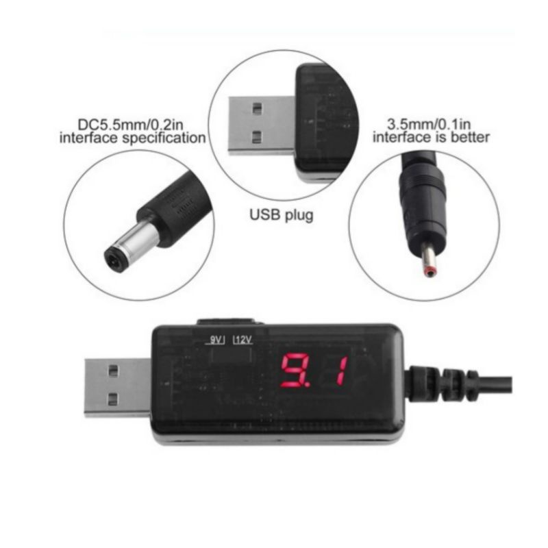 Dây chuyển đổi từ 5V sạc dự phòng lên 9V - 12V dùng cho modem wifi