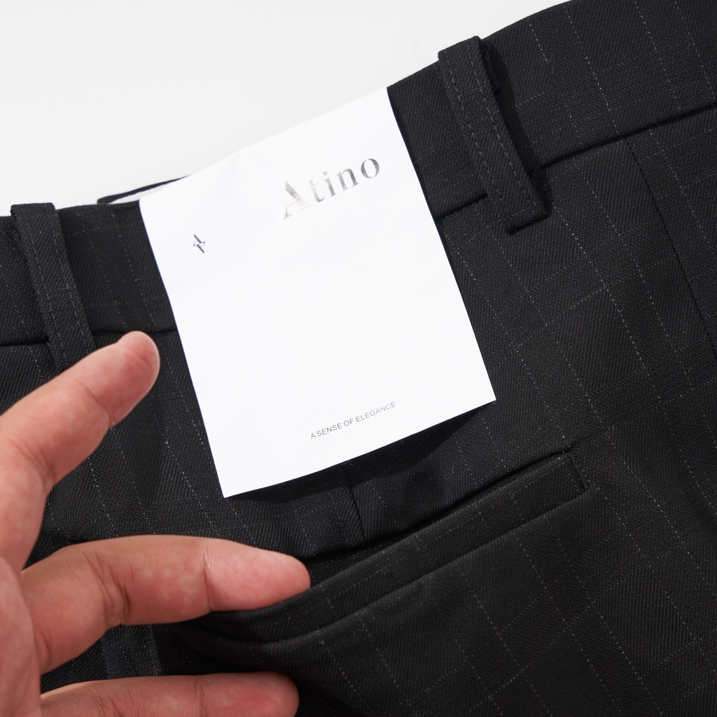 Quần Âu Nam Kẻ Caro ATINO Vải Polyester Co Giãn Pha Rayon Thông Thoáng Form Regular QA025