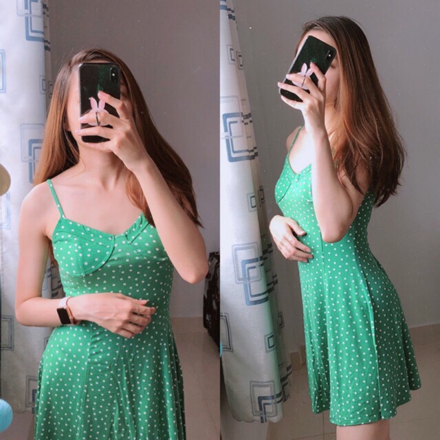 Đầm hai dây chấm bi f21 vnxk forever 21 nhiều màu