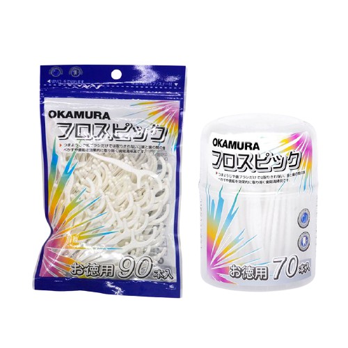 OKAMURA_Combo 1 Bịch tăm chỉ nha khoa Okamura 90 cây và hộp 70 cây