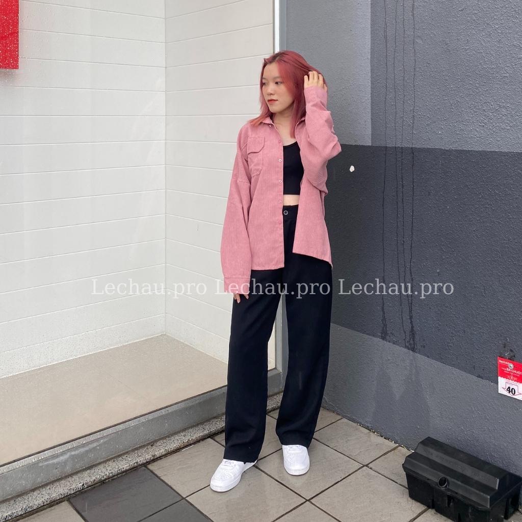 Áo khoác nhung tăm unisex form rộng ulzzang hottrend AKSMNT03 jacket sơ mi nam nữ streetstyle hàn quốc rẻ đẹp LECHAU