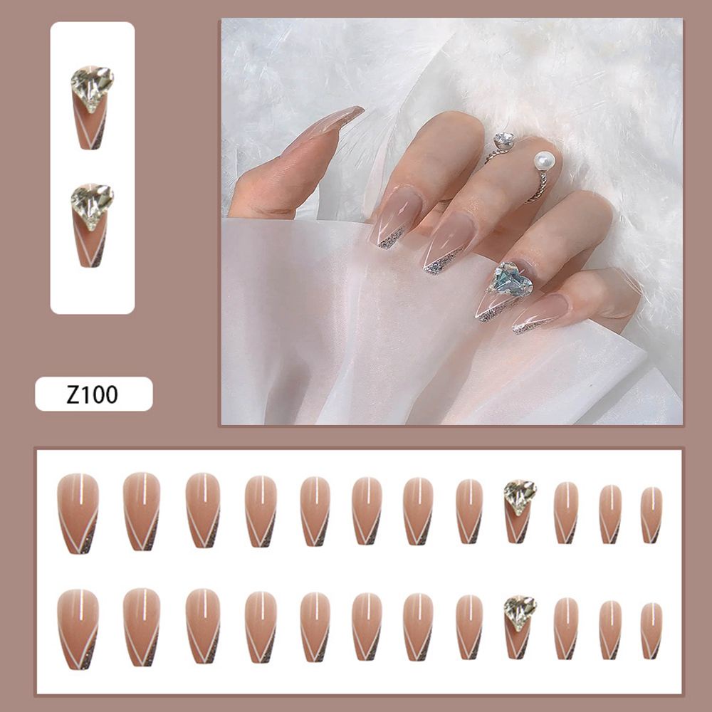 [Hàng mới về] Hộp 24 móng tay giả dáng dài có thể tháo rời sành điệu cho nữ