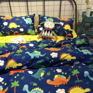Set chăn ga poly cotton khủng long mẫu mới về (kèm ảnh thật)