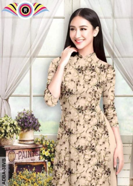 Áo dài may sẵn lụa in 3D (hình thật)