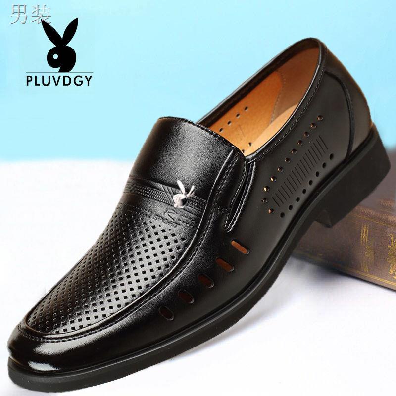☂㍿[Chính hãng] dép nam mùa hè giày da kinh doanh rỗng lỗ thông thường thoáng khí cho người đàn ông trung niên và cao tuổ
