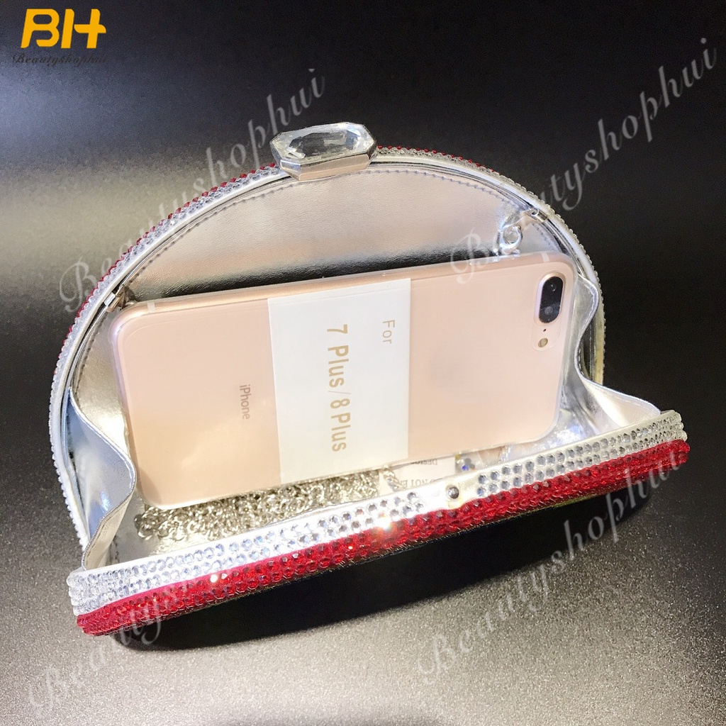 Túi Xách Đeo Chéo Hình Chữ D Đính Đá Màu Cầu Vồng Dành Cho Nữ