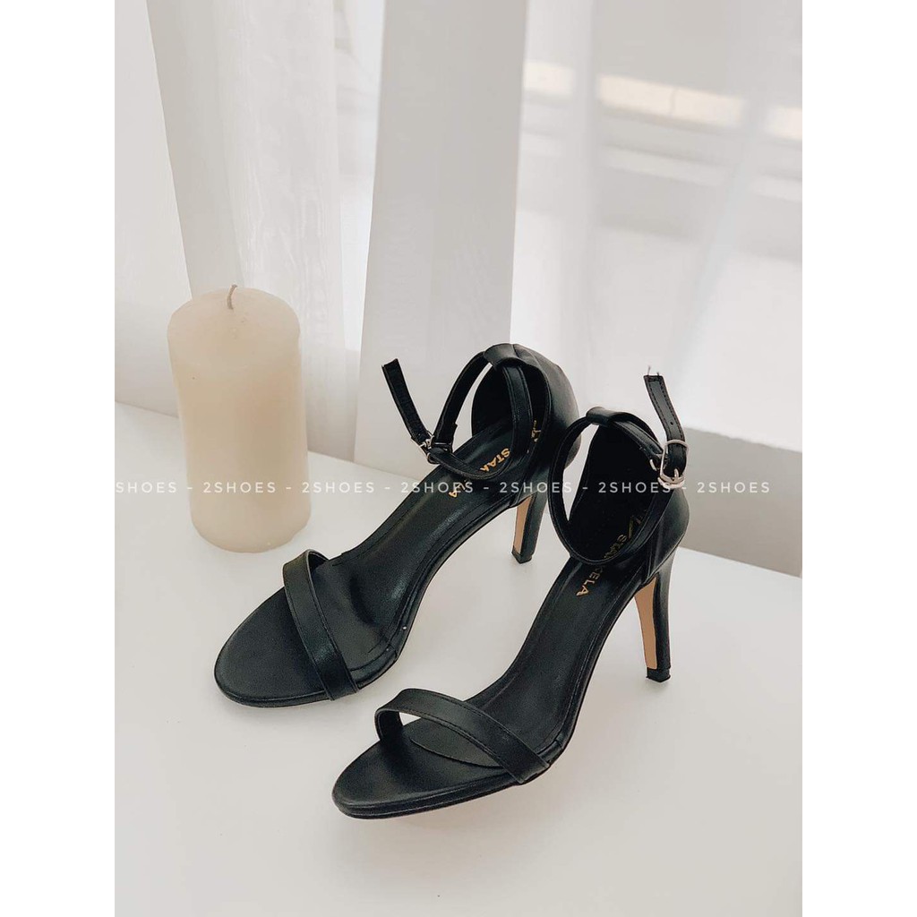 [GÓT 9CM] Giày sandal nữ cao gót 9 phân quai ngang mảnh SKL đơn giản công sở màu đen/kem đẹp bền mới hot trend 2020
