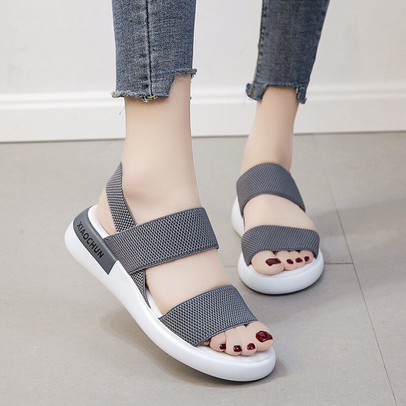 Dép sandal nữ cao cấp da mềm bọc vải thun co giãn - Vincent Shop