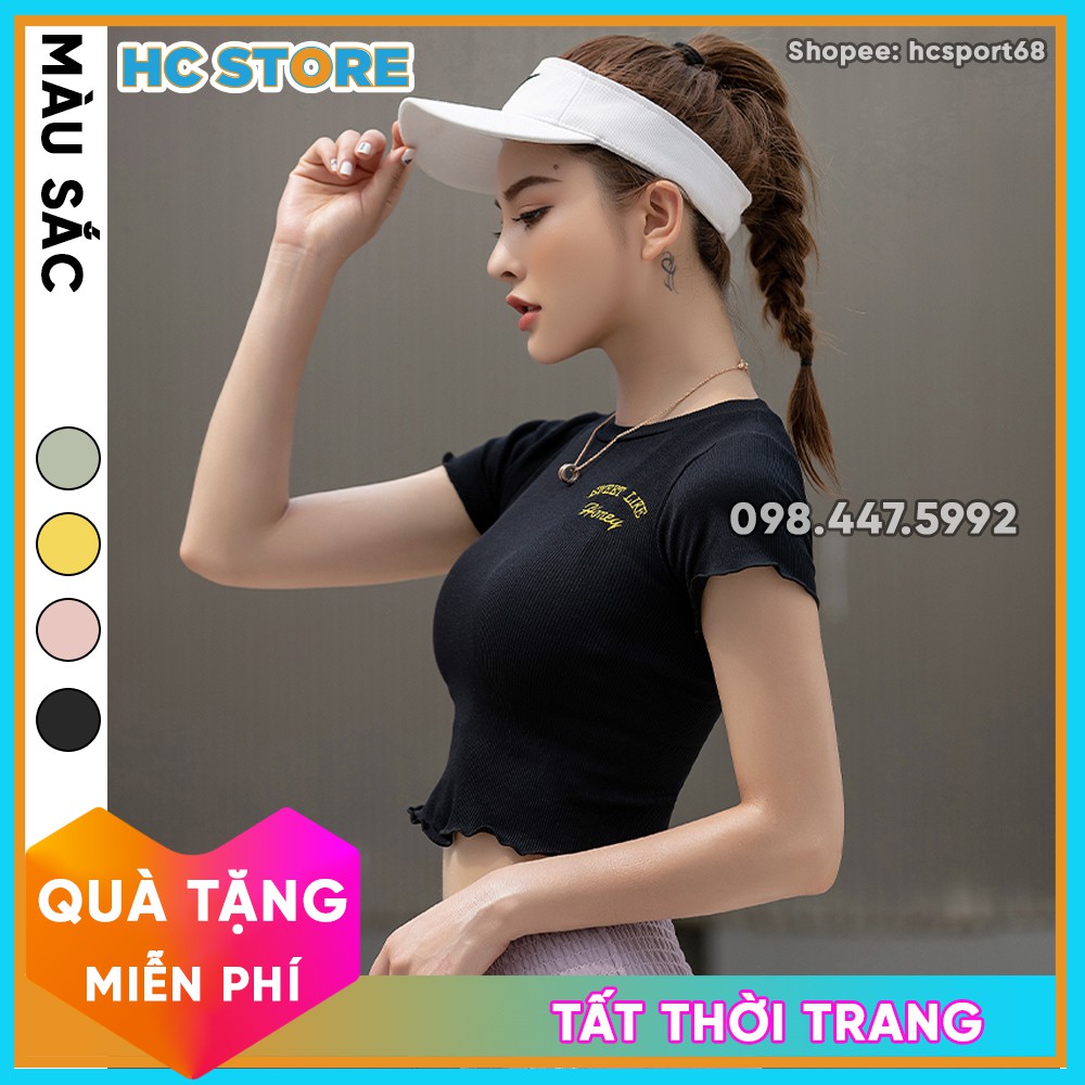 Áo Phông Croptop Ngắn Tay AC04 Tập Gym, Yoga Cao Cấp Sweet Like Honey Trẻ Trung, Thời Trang - HcSport68