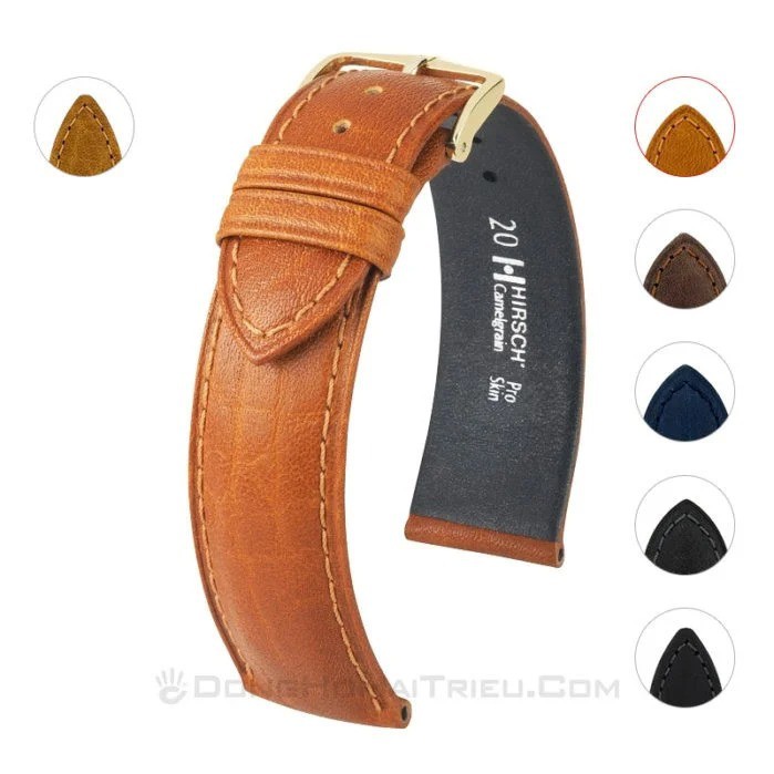Dây da đồng hồ nam nữ HIRSCH CAMELGRAIN