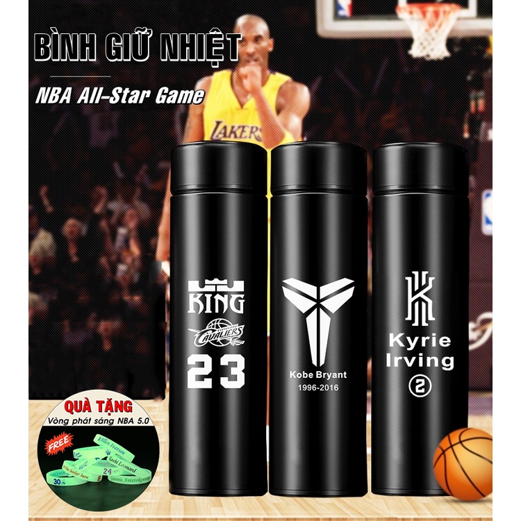 Bình Giữ Nhiệt Bóng Rổ 3.0 Chất Liệu Inox Cao Cấp An Toàn Logo Kobe Curry James Jordan Irving Harden