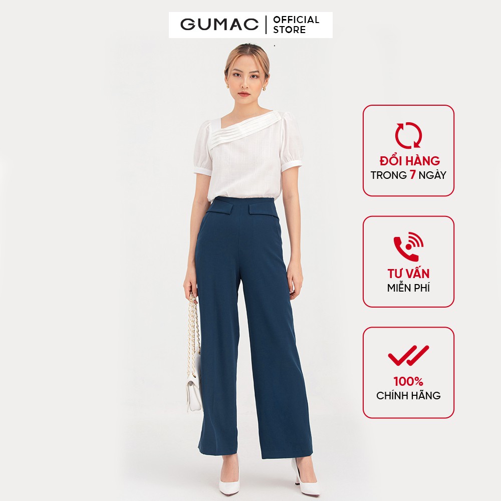 [Mã WABRGUSBD2 giảm 10% tối đa 50k đơn từ 250k] Áo sơ mi nữ xếp ly đắp chéo GUMAC AB769 | BigBuy360 - bigbuy360.vn