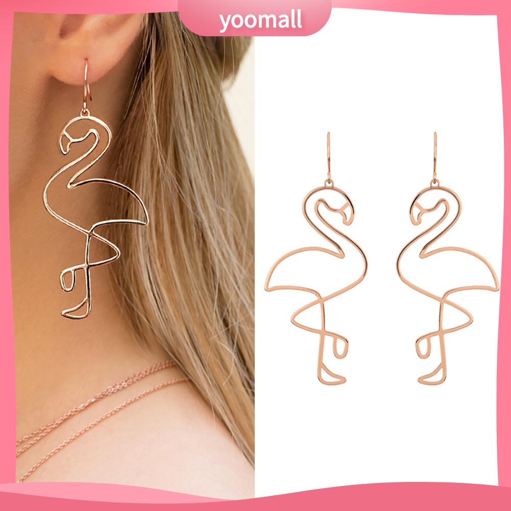 CREATIVE Bông Tai Hình Chim Hồng Hạc Sáng Tạo Cho Nữ