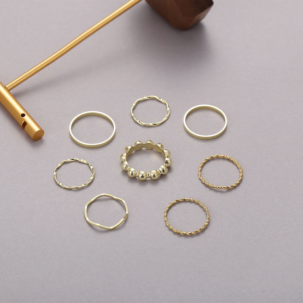 Set 8 Nhẫn Đeo Tay Kim Loại Đơn Giản Vintage Cho Nữ