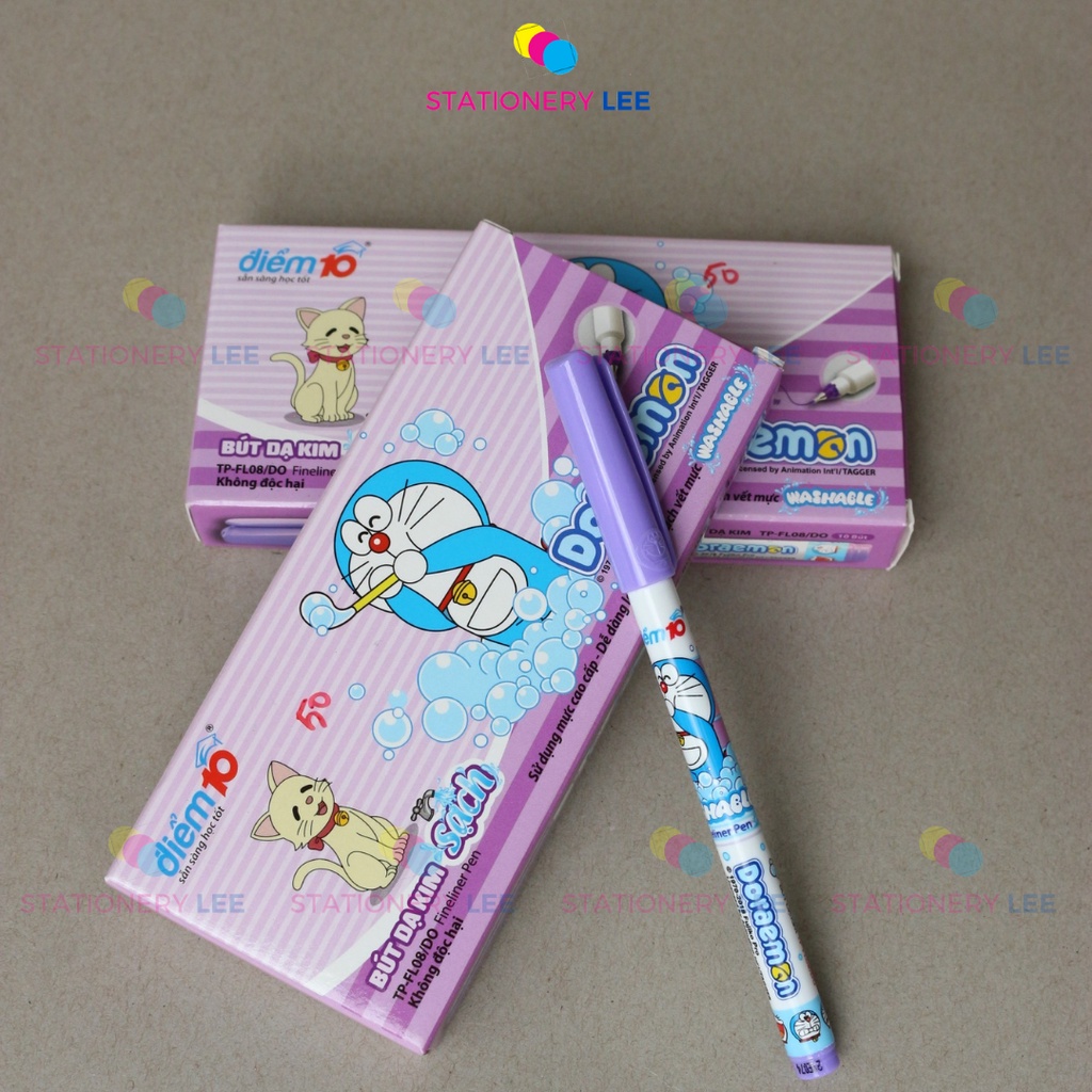 HỘP 10 BÚT DẠ KIM TÍM SẠCH FL-08/ FL-04/ FL-04 Bee bee - Bút dạ kim mực tím