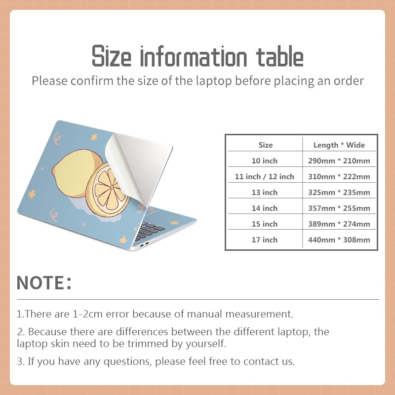 Miếng Dán Hình Trái Cây Trang Trí Laptop Máy Tính