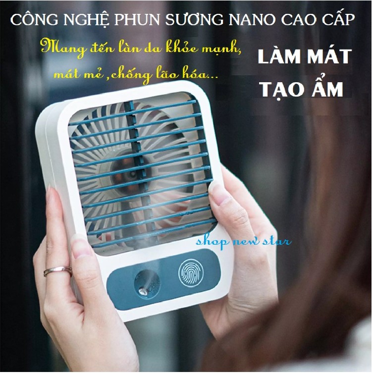 [ Sale Hè ] Quạt hơi nước 3 tốc độ gió, quạt cầm tay công suất 2W, quạt mini tích điện phun sương