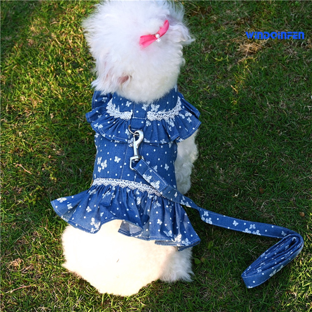 Đầm Công Chúa Dạng Vest Ngắn Có Dây Dắt Cho Thú Cưng Kiểu Teddy Bichon Nhỏ