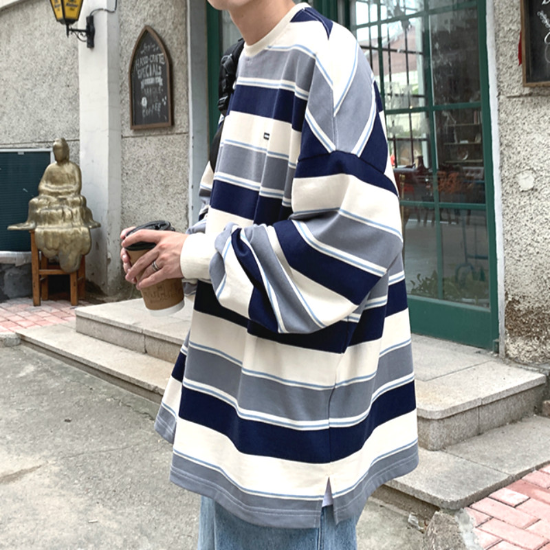 Áo thun dành cho cặp đôi Dài Tay Họa Tiết Sọc Ngang Thời Trang Dành Cho Nam