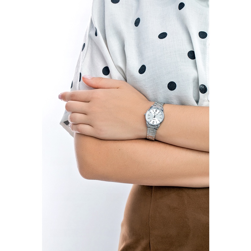 Đồng Hồ Casio Nữ LTP-V005D-7BUDF Dây Đeo Kim Loại - Mặt Màu Trắng